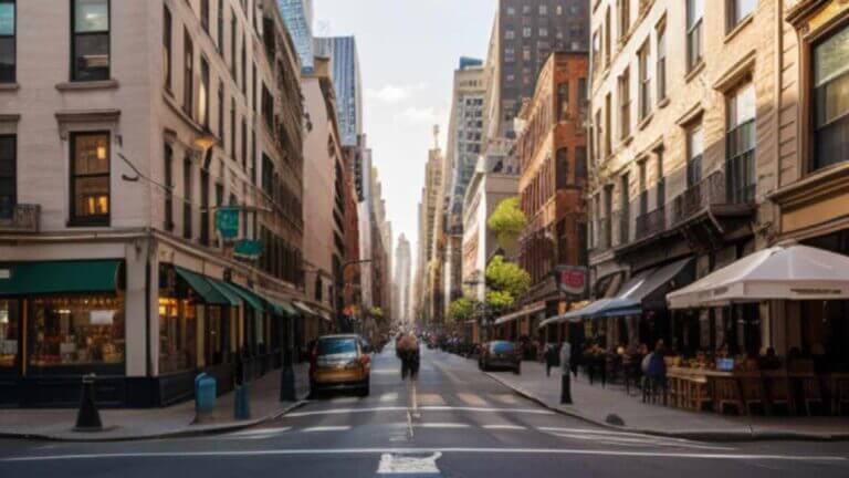 manhattan street corner view